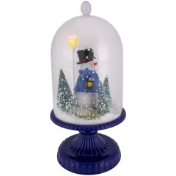 LED Lighted Snowing Musical Snowman in Cloche Christmas Decoration - 13.5