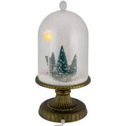 LED Lighted Snowing Musical Retro Truck Under Cloche Christmas Decoration - 13.5