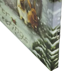 LED Lighted Snowman and Reindeer Christmas Canvas Wall Art 15.75