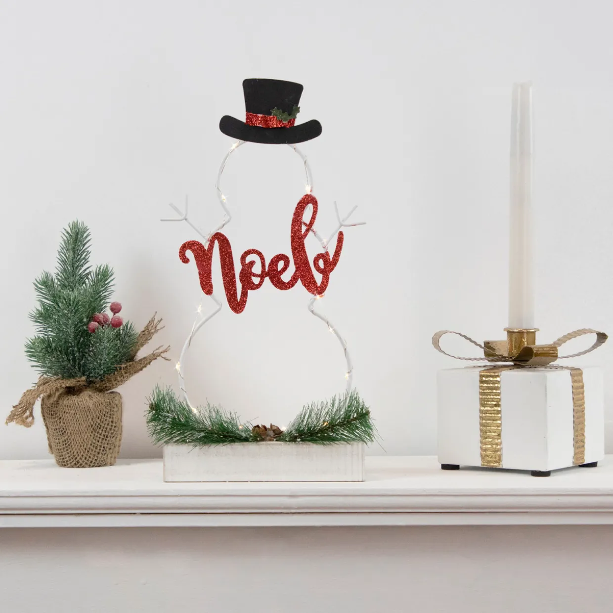 LED Lighted Snowman Silhouette Christmas "Noel" Sign - 12.75"