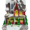 LED Lighted Snowy House Christmas Village Decoration - 5" - Red
