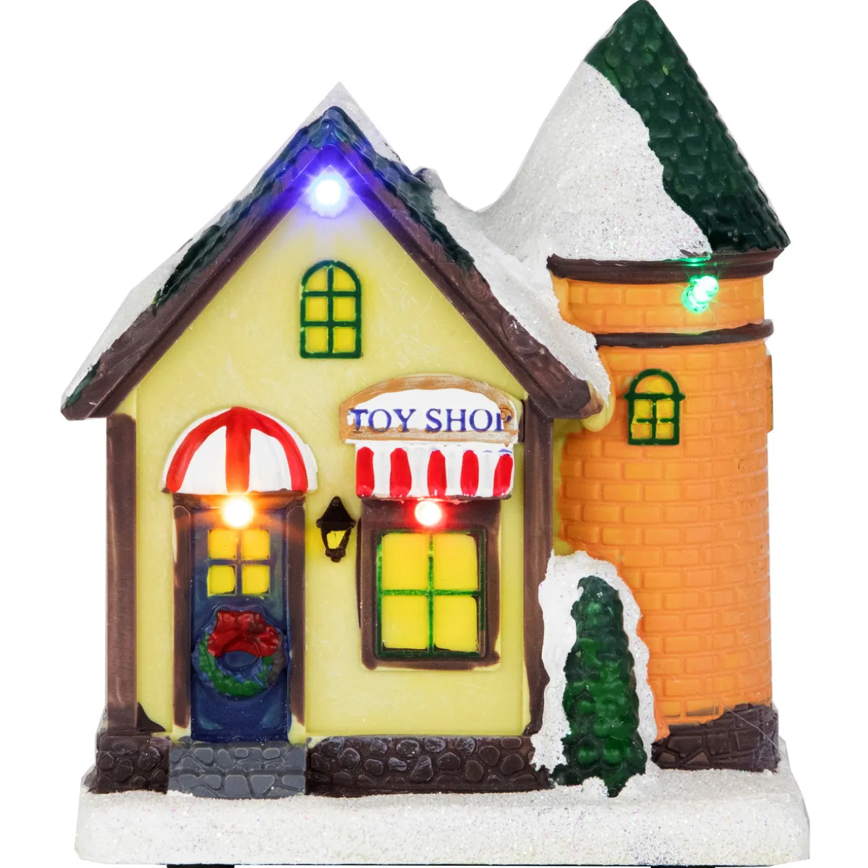 LED Lighted Snowy Toy Shop Christmas Village Display Piece - 5"