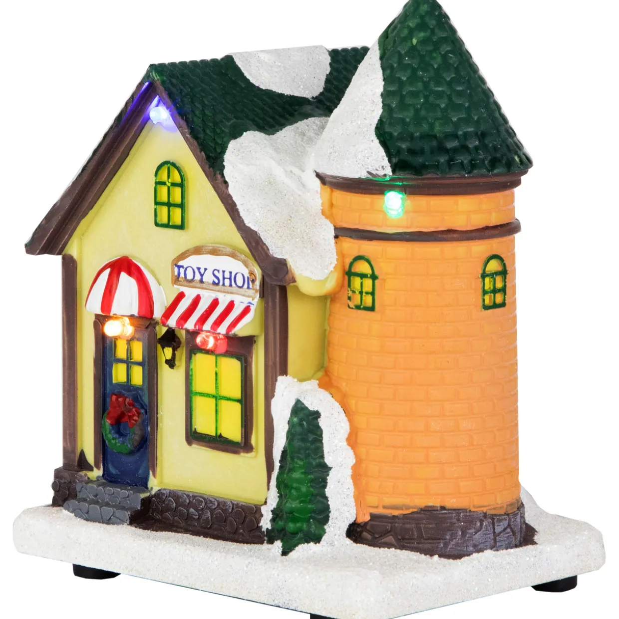 LED Lighted Snowy Toy Shop Christmas Village Display Piece - 5"