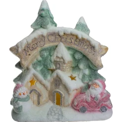 LED Lighted Snowy Winter Village "Merry Christmas" Decoration - 16.5"