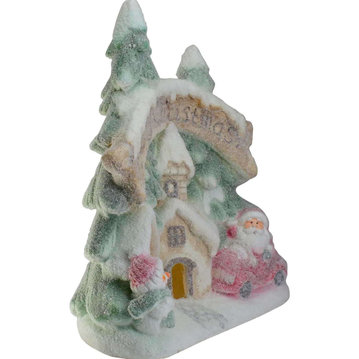 LED Lighted Snowy Winter Village "Merry Christmas" Decoration - 16.5"