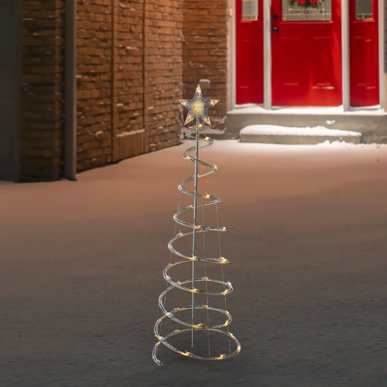 LED Lighted Spiral Cone Tree Outdoor Christmas Decoration - 4' - Warm White Lights