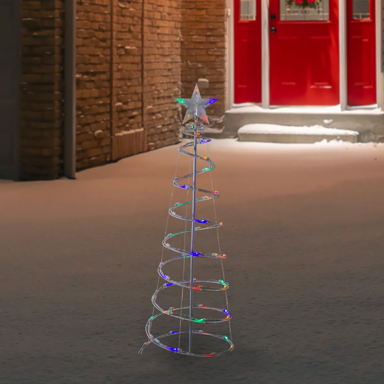 LED Lighted Spiral Cone Tree Outdoor Christmas Decoration - 4' - Multi Lights
