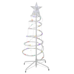 LED Lighted Spiral Cone Trees Outdoor Christmas Decorations - Multicolor - Set of 2