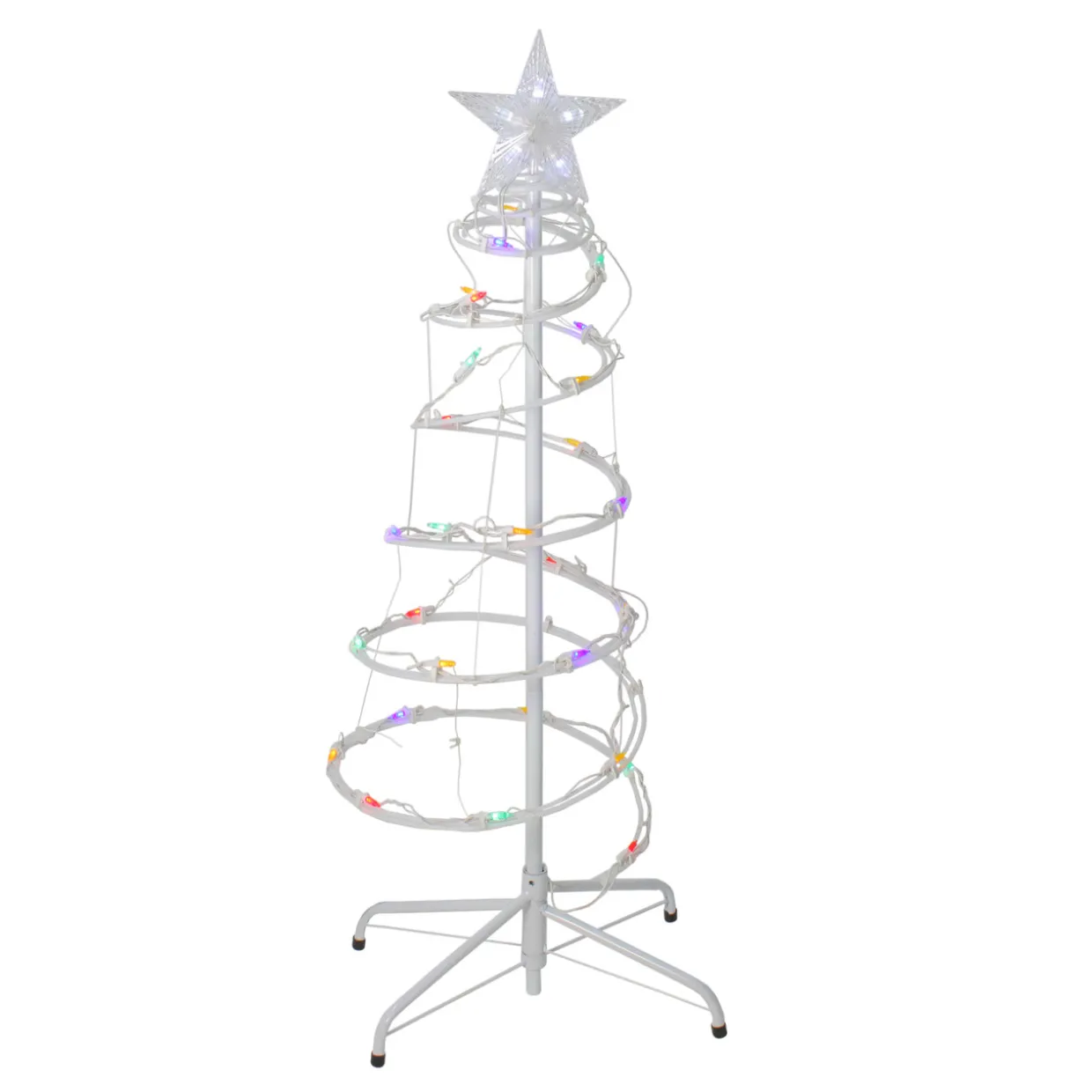 LED Lighted Spiral Cone Trees Outdoor Christmas Decorations - Multicolor - Set of 2