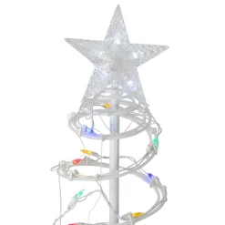 LED Lighted Spiral Cone Trees Outdoor Christmas Decorations - Multicolor - Set of 2
