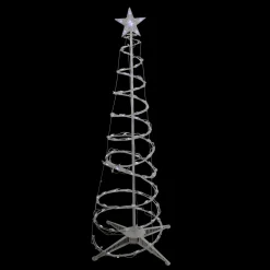 LED Lighted Spiral Cone Tree Outdoor Christmas Decoration - 5' - Pure White Lights
