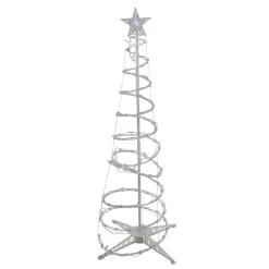 LED Lighted Spiral Cone Tree Outdoor Christmas Decoration - 5' - Pure White Lights