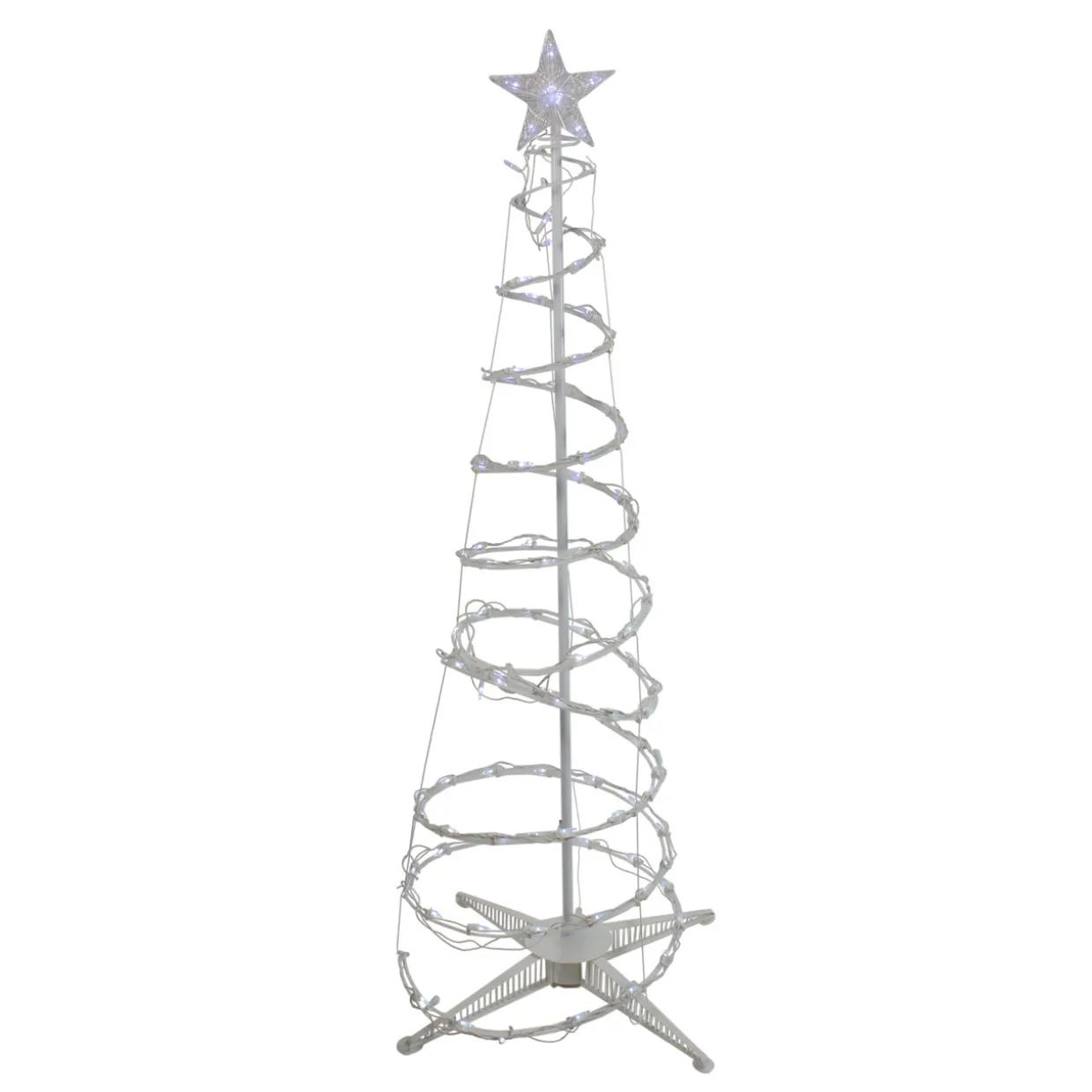 LED Lighted Spiral Cone Tree Outdoor Christmas Decoration - 5' - Pure White Lights
