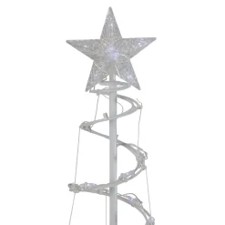 LED Lighted Spiral Cone Tree Outdoor Christmas Decoration - 5' - Pure White Lights