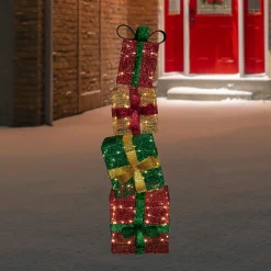 LED Lighted Stacked Christmas Gifts Outdoor Decoration - 53" - Warm White