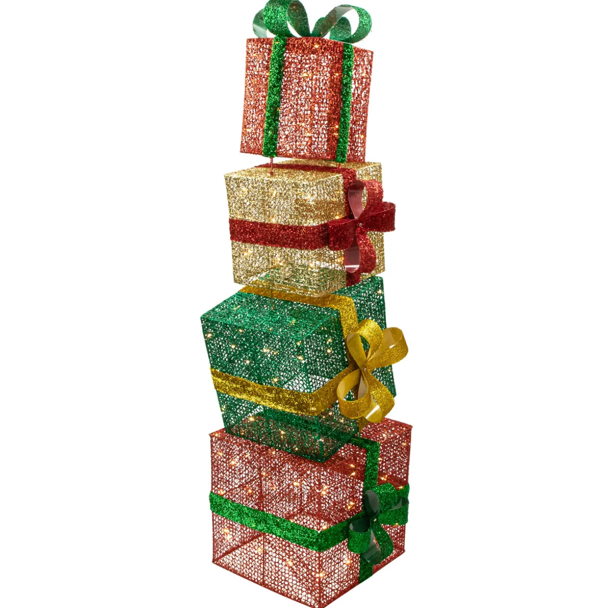 LED Lighted Stacked Christmas Gifts Outdoor Decoration - 53" - Warm White