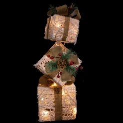 LED Lighted Stacked Gift Boxes Christmas Decoration - 25.25