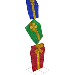 LED Lighted Stacked Tinsel Gift Boxes Outdoor Christmas Decoration - 48