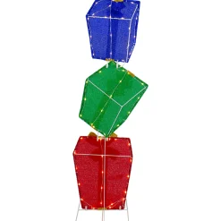 LED Lighted Stacked Tinsel Gift Boxes Outdoor Christmas Decoration - 48