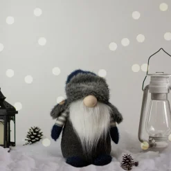 LED Lighted Standing Gnome Christmas Figure - 12.5" - Blue and Gray