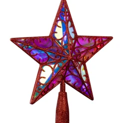 LED Lighted Star Glittered Christmas Tree Topper - 11