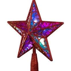 LED Lighted Star Glittered Christmas Tree Topper - 11