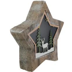 LED Lighted Star with Reindeer in the Woods Scene Christmas Decoration - 13.25