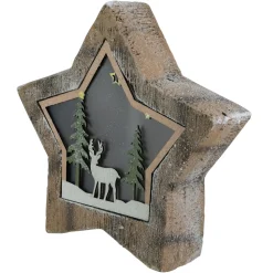 LED Lighted Star with Reindeer in the Woods Scene Christmas Decoration - 13.25