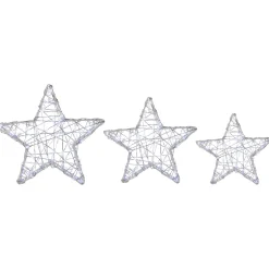 LED Lighted Stars Christmas Outdoor Decorations - 13.75" - White -Set of 3