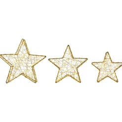 LED Lighted Stars Outdoor Christmas Decorations - 14" - Gold - Set of 3