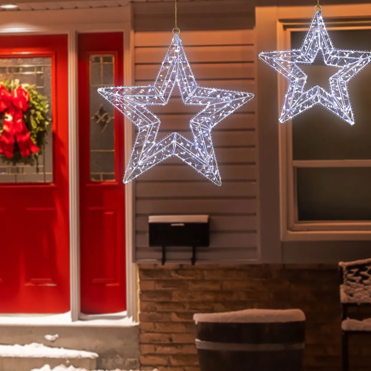 LED Lighted Stars Outdoor Christmas Decorations - 18" - Set of 2 - Cool White Lights