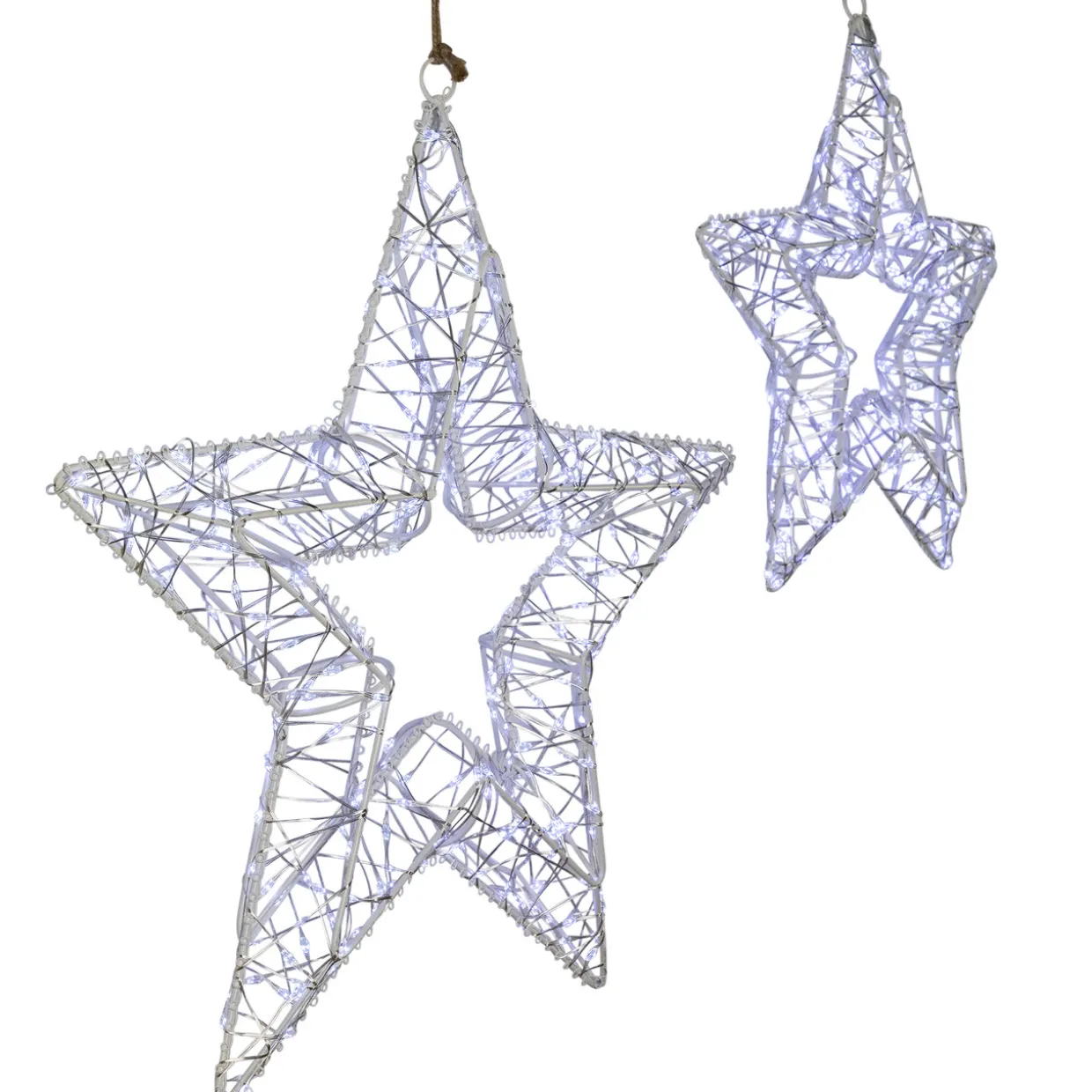 LED Lighted Stars Outdoor Christmas Decorations - 18" - Set of 2 - Cool White Lights
