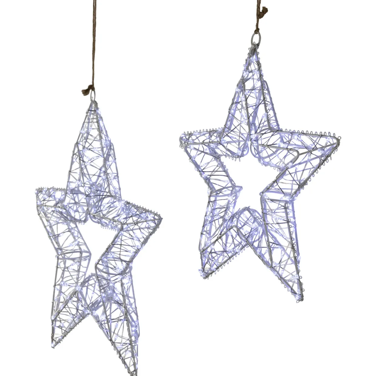 LED Lighted Stars Outdoor Christmas Decorations - 18" - Set of 2 - Cool White Lights