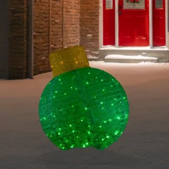 LED Lighted Twinkling Commercial Outdoor Tinsel Onion Christmas Ornament - 38" - Green