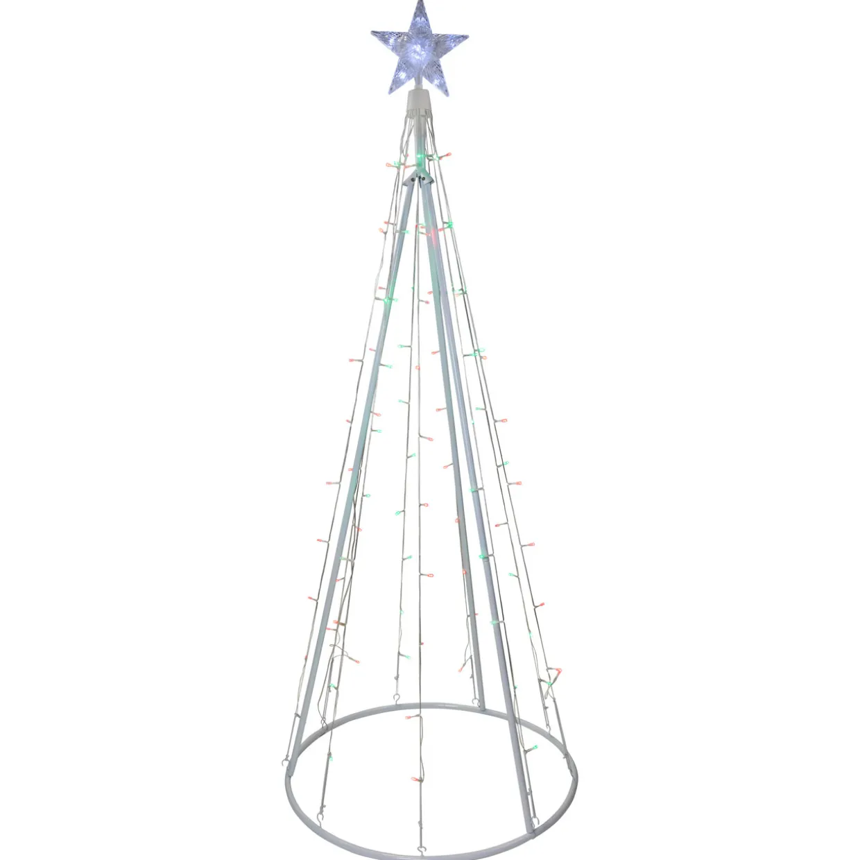 LED Lighted Twinkling Show Cone Outdoor Christmas Tree - 5' - Red and Green