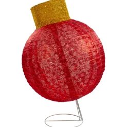 LED Lighted Twinkling Tinsel Onion Ornament Outdoor Commercial Christmas Decoration - 38" - Red