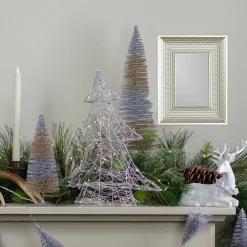 LED Lighted Wire and Bead Christmas Tree - 15.25" - Silver - Warm White Lights