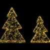 LED Lighted Wire Christmas Tree Decorations - 14" - Gold - Set of 2