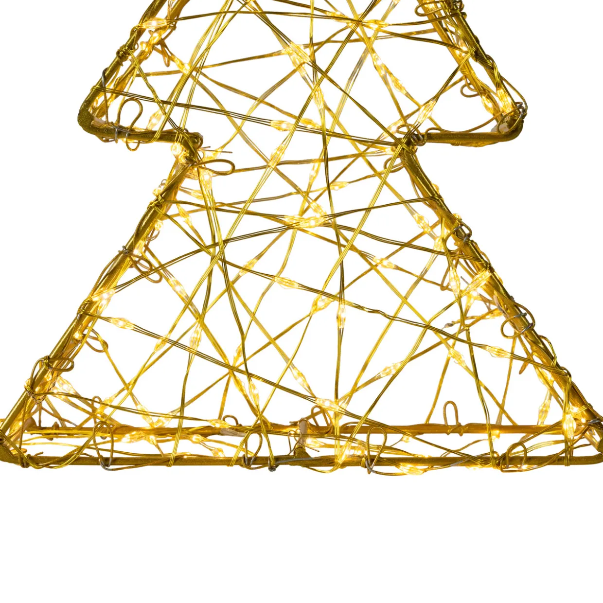 LED Lighted Wire Christmas Tree Decorations - 14" - Gold - Set of 2