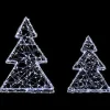 LED Lighted Wire Christmas Tree Decorations - 14" - White - Set of 2