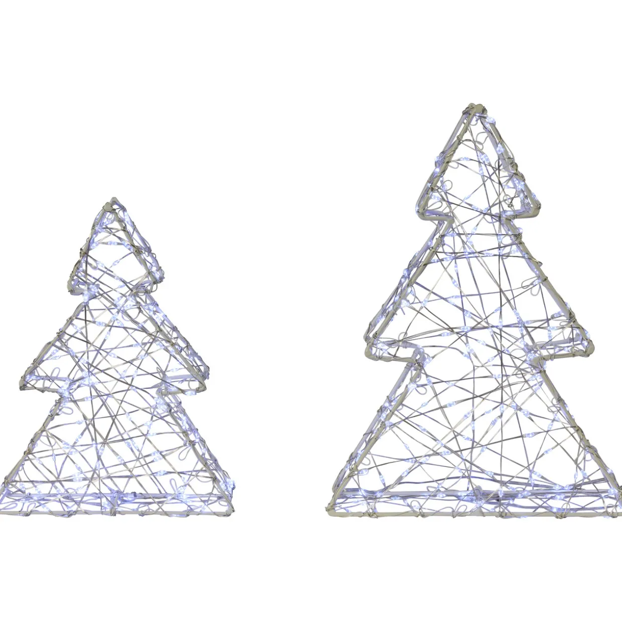 LED Lighted Wire Christmas Tree Decorations - 14" - White - Set of 2