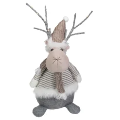 LED Lighted Wrapped Antlers Knitted Reindeer Christmas Figure - 18"