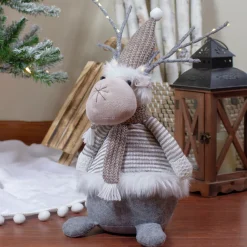 LED Lighted Wrapped Antlers Knitted Reindeer Christmas Figure - 18"