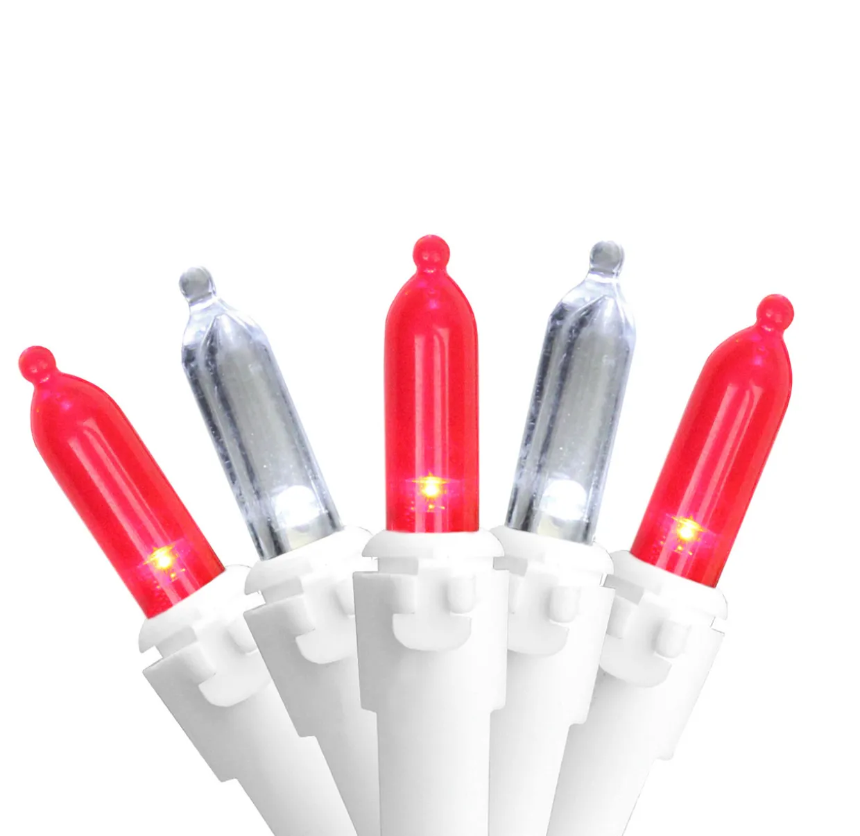 LED Mini Christmas Lights - Red and Pure White - 16.25' White Wire - 50ct