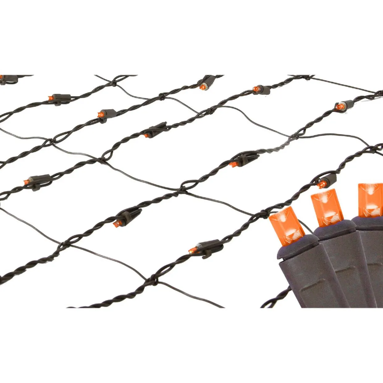 LED Net Style Tree Trunk Wrap Christmas Lights - Orange - 2' x 8' - Brown Wire