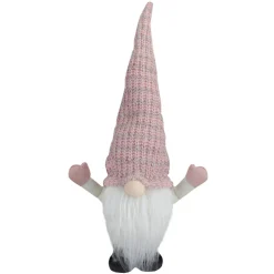 LED Rattan Gnome Christmas Figure - 19" - Warm White Lights - Pink and White