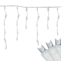 LED Wide Angle Icicle Christmas Lights - Cool White - 24.5' White Wire - 300ct