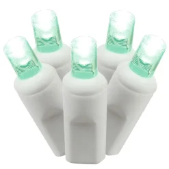 LED Wide Angle Mini Commercial Grade Christmas Lights - Green - 50ct - 24' White Wire