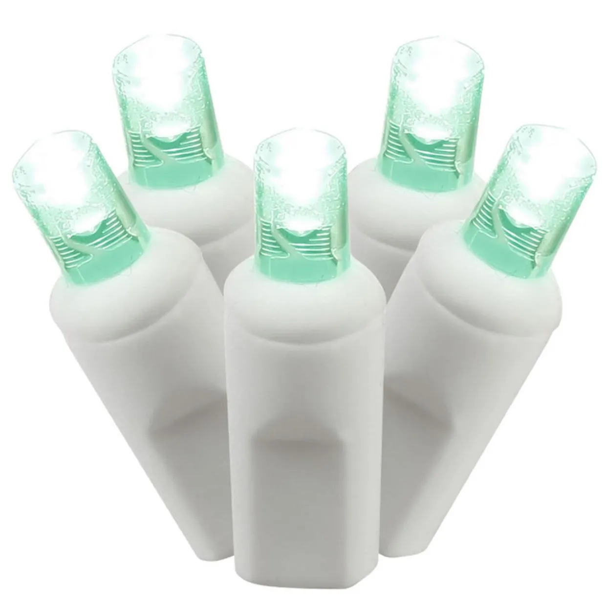 LED Wide Angle Mini Commercial Grade Christmas Lights - Green - 50ct - 24' White Wire