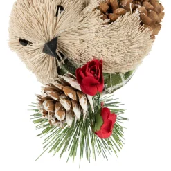 Left Facing Bird with Pinecone Christmas Ornament - 6.75"